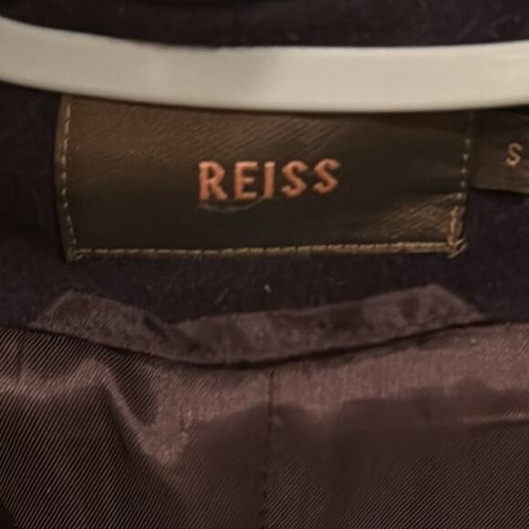 Reiss Double Breasted Peacoat Jacket Foldover Collar Cashmere Wool Purple Size S - Picture 7 of 8